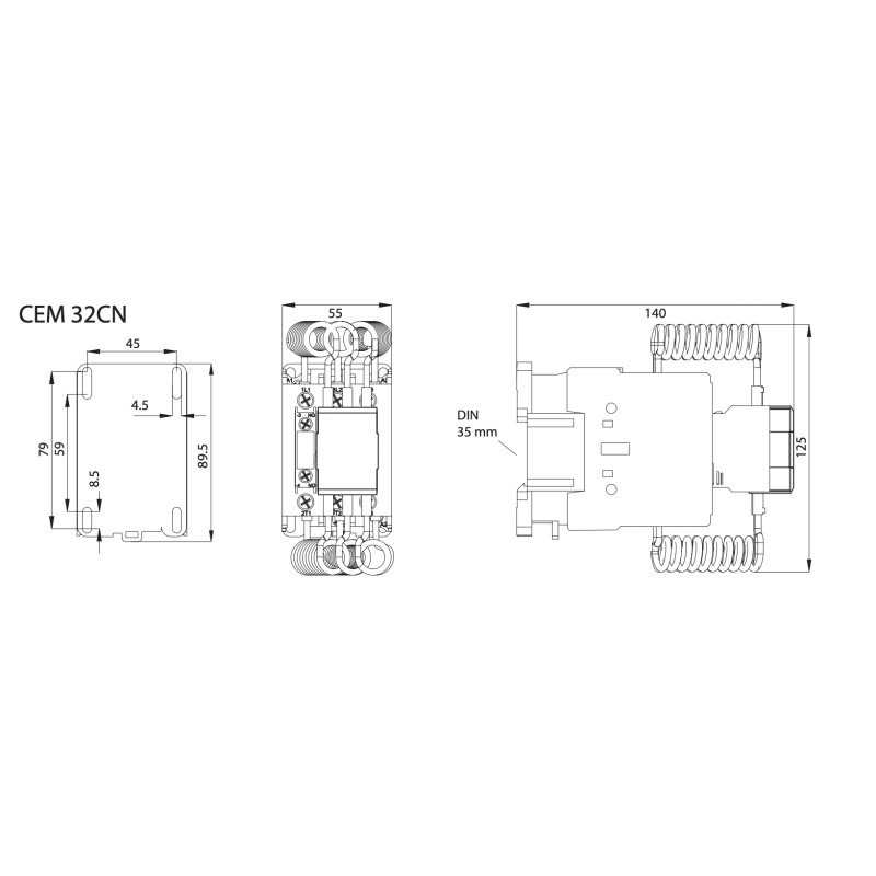 Контактор для конденсаторов 30 кВАр 440В 1NO [4646130] CEM 32CN.10 ETI