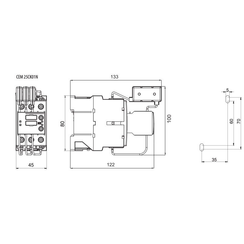 Контактор для конденсаторов 25 кВАр 440В 1NC [4643820] CEM CK 25.01N ETI