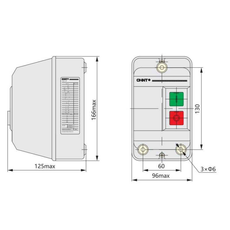 Контактор (пускач) в оболонці 2A 380В IP55 [496441] NQ3-5.5P CHINT
