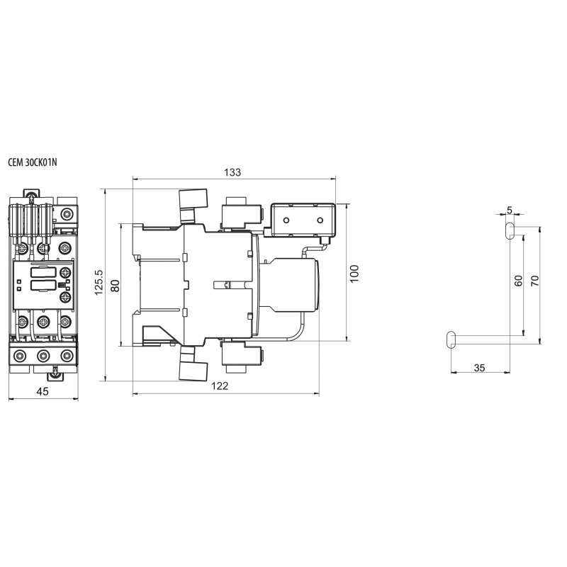 Контактор для конденсаторов 30 кВАр 440В 1NC [4643821] CEM CK 30.01N ETI
