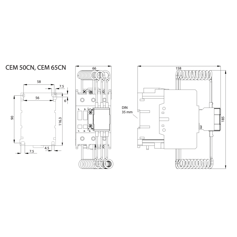 Контактор для конденсаторів 60 кВАр 440В 1NO [4649140] CEM 65CN.10 ETI