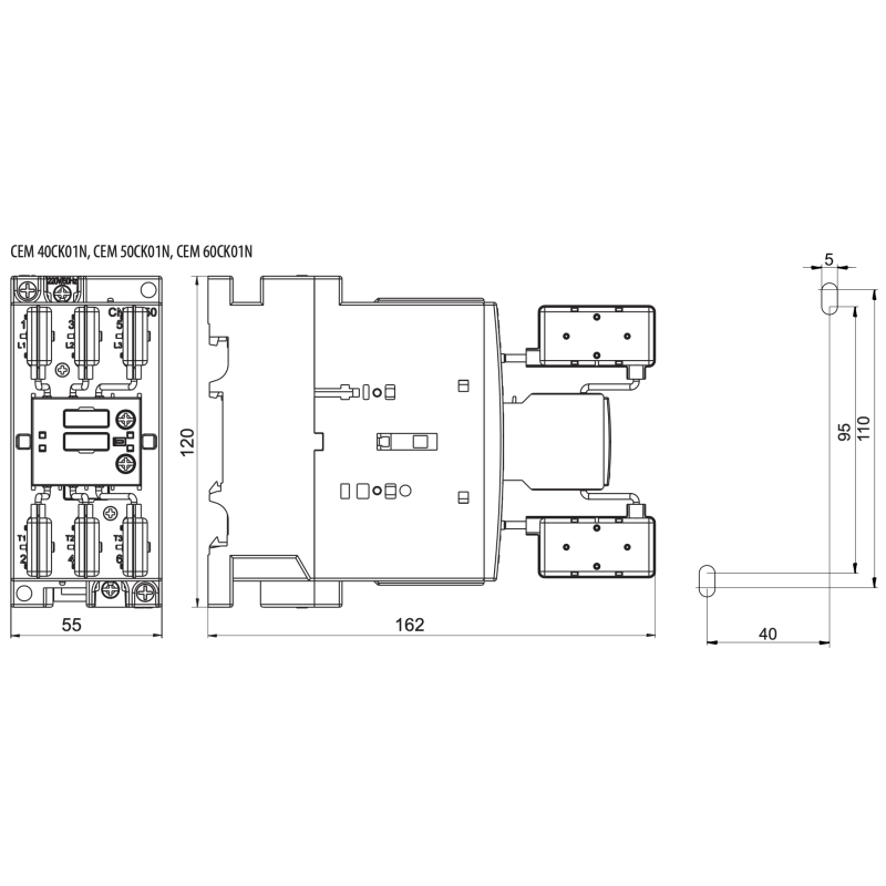 Контактор для конденсаторов 60 кВАр 440В 1NC [4643824] CEM CK 60.01N ETI