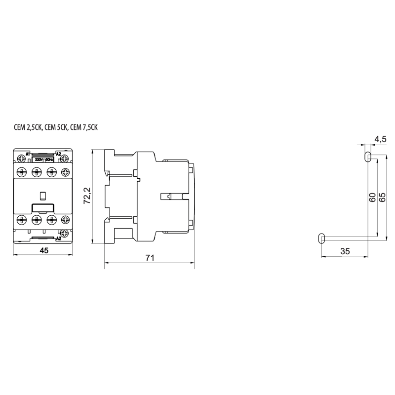 Контактор для конденсаторів 7.5 кВАр 440В [4643805] CEM 7,5CK.00 ETI