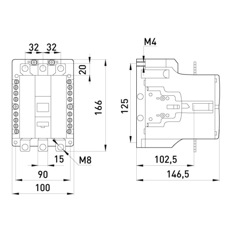 Контактор (пускатель) 100А 220В 1НО 1НЗ [i.0090049] e.industrial.ukc.100.220 E.NEXT