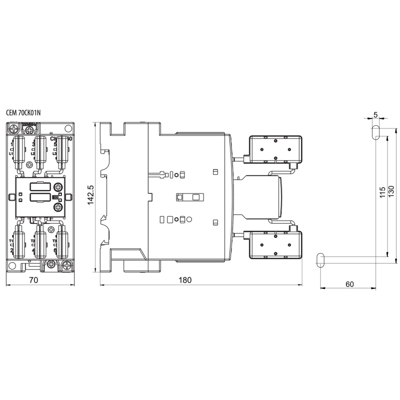 Контактор для конденсаторов 70 кВАр 440В 1NC [4643825] CEM CK 70.01N ETI