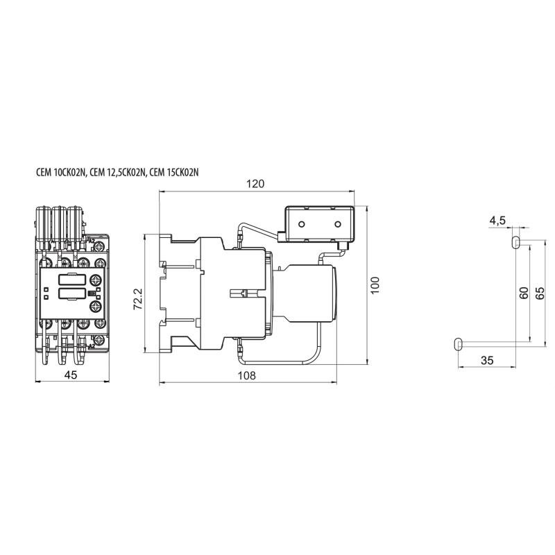 Контактор для конденсаторов 12.5 кВАр 440В 2NC [4643817] CEM CK 12,5.02N ETI
