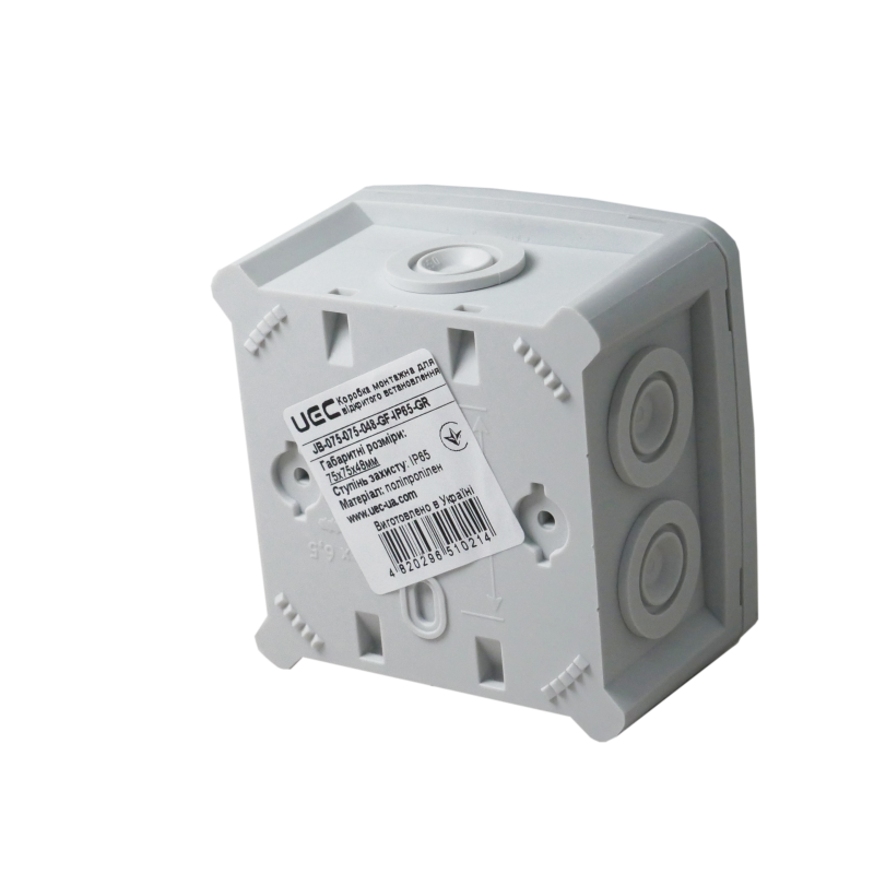 75x75x48 внешняя распределительная коробка 6 вводов IP65 серая [JB-075-075-048-GF-IP65-GR] UEC