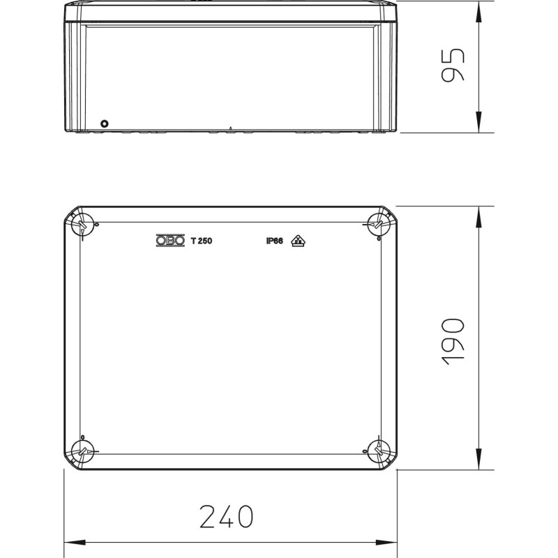 240х190х95мм внешняя распределительная коробка IP66 [2007287] PP Т250 OBO bettermann