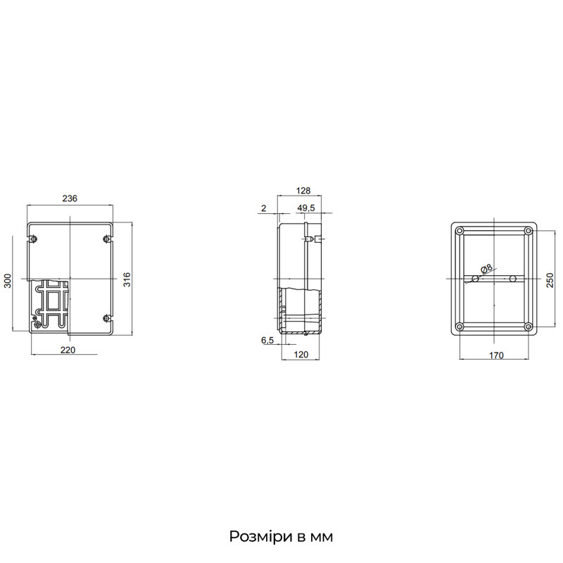 300x220x120мм зовнішня розподільча коробка з гладкими стінками IP56 сіра [GW44209] Gewiss