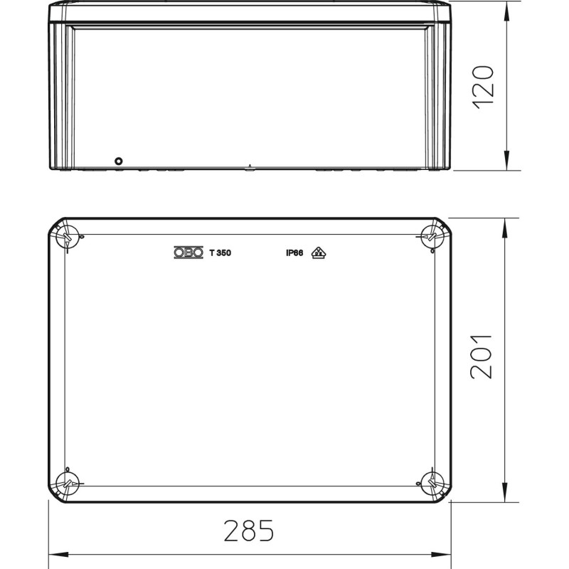 285х201х120мм внешняя распределительная коробка IP66 [2007303] PP Т350 OBO bettermann