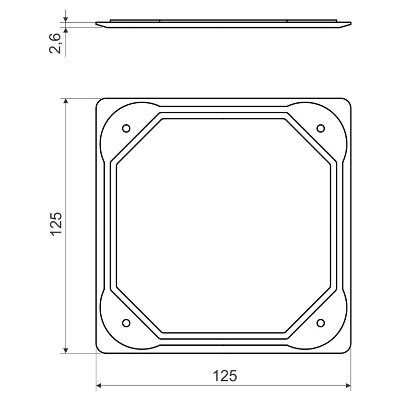 Крышка 125x125х2,6мм для коробки KO 110/L ПВХ [V 110 L_HB] Kopos