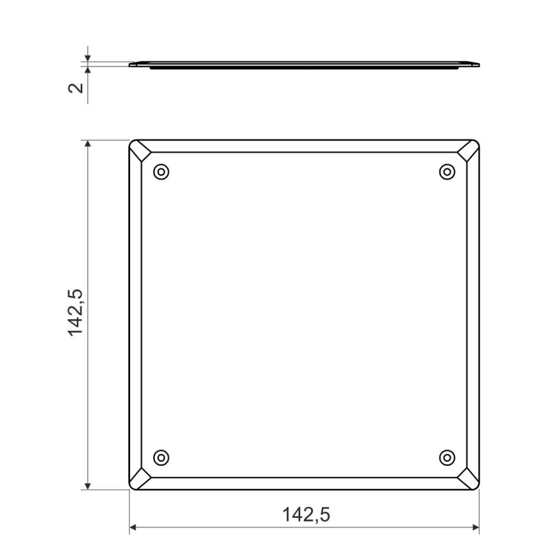 Кришка 142,5x142,5х2мм для коробки КО 125 ПВХ [KO 125 V_HB] Kopos
