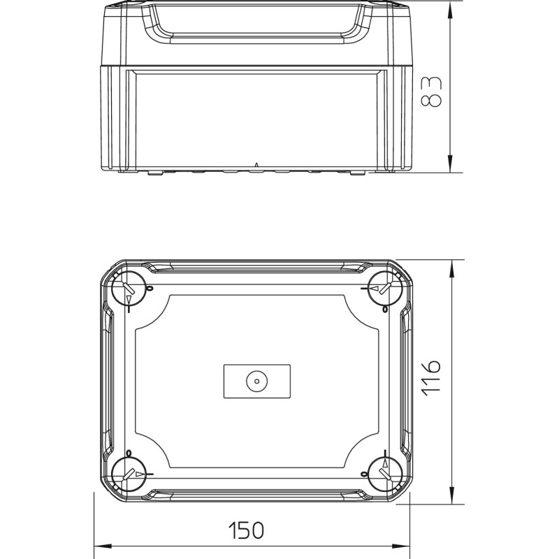 150х116х83мм внешняя распределительная коробка висока кришка IP66 [2007732] PP Т100 OBO bettermann