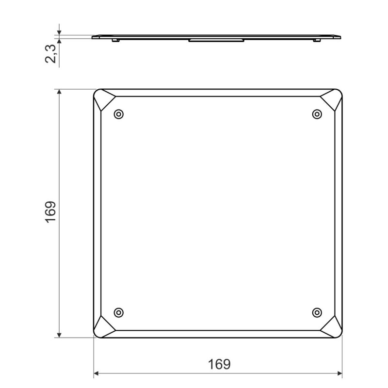 Крышка 169х169х2,3мм для коробок KO 125E, 125/1L ПВХ [V 125/1_HB] Kopos