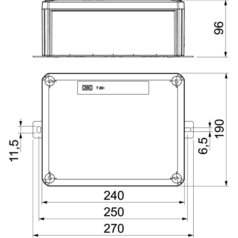 240х190х96мм зовнішня розподільча коробка IP66 E30-E90 [7205784] PP OBO bettermann