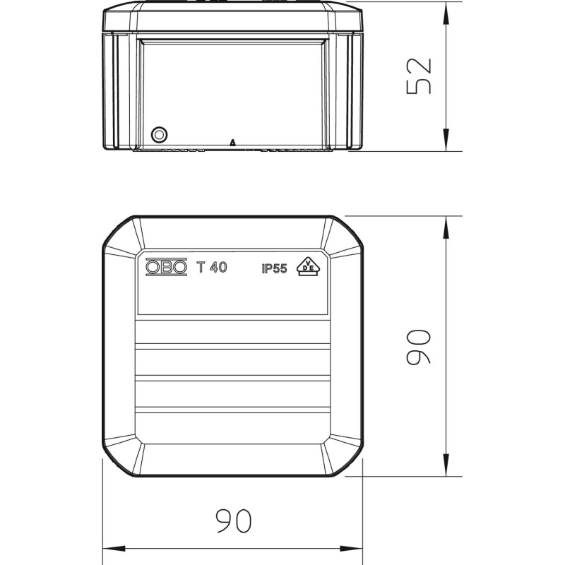 90х90х52мм внешняя распределительная коробка IP56 [2007223] PP Т40 OBO bettermann