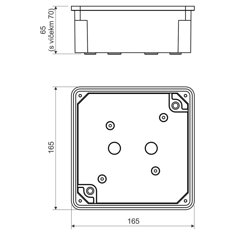 165х165х70мм внешняя распределительная коробка IP54 [8119_KA] ПВХ Kopos