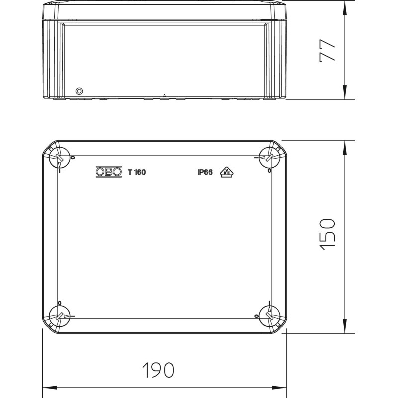 190х150х77мм внешняя распределительная коробка IP66 [2007271] PP Т160 OBO bettermann