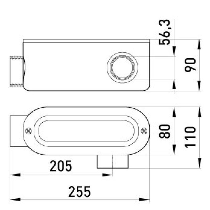 Соединитель ревизионный Г-образный e.industrial.pipe.db.revise.elbow.2" для труб 2", Enext [i0540006]