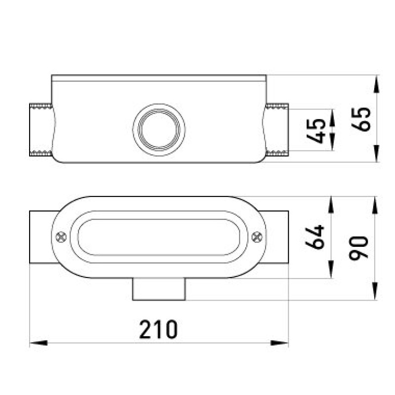 Соединитель ревизионный Т-образный e.industrial.pipe.db.revise.t.1-1/2" для труб 1-1/2", Enext [i0560005]