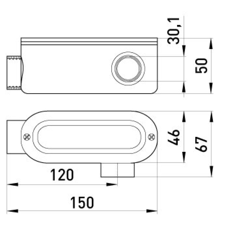 Соединитель ревизионный Г-образный e.industrial.pipe.db.revise.elbow.1" для труб 1", Enext [i0540003]