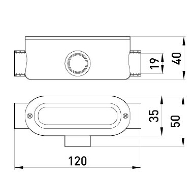 Соединитель ревизионный Т-образный e.industrial.pipe.db.revise.t.1/2" для труб 1/2", Enext [i0560001]