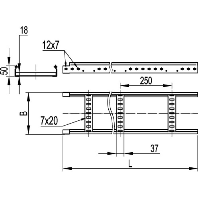 Лестничный лоток 50х200,L3000, L5 Combitech, дкс [ll5020]