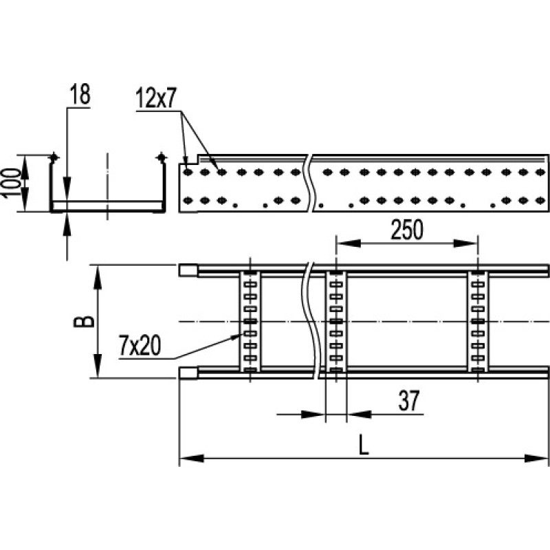 Лестничный лоток 100х200,L3000, L5 Combitech, дкс [ll1020]