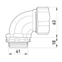 Введення кутовий e.met.angle.stand.sldx.32 для металорукава 32мм, Enext [s046005]