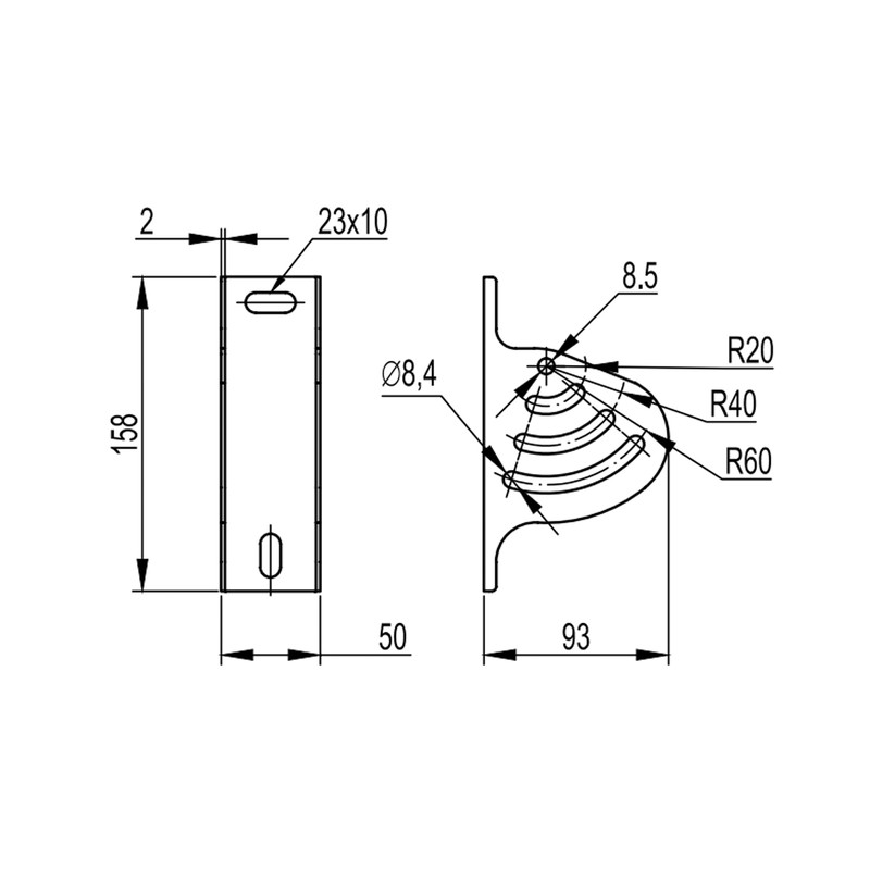 93х50х158мм сталь 2мм кріплення стельове з змінним кутом оцинкований [BSV2902] BSV-29 B5 Combitech ДКС