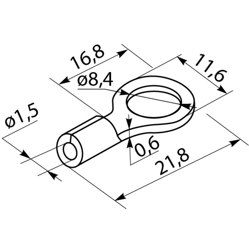 Ізольований наконечник 0.5-1.5 кв.мм. М8 (100 шт.) [A0060030003] RV 1,25-8 АСКО