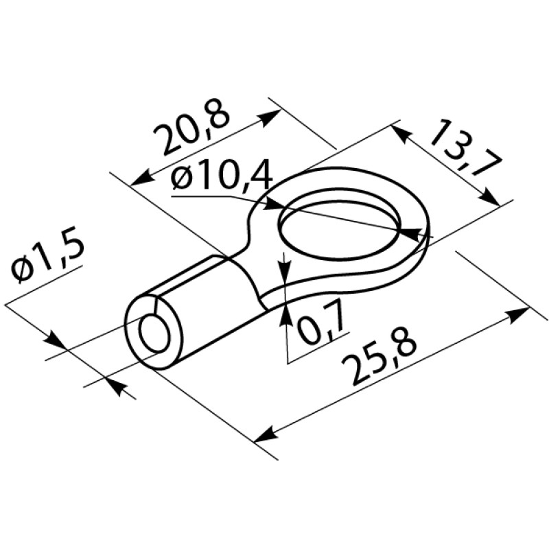 Ізольований наконечник 0.5-1.5 кв.мм. М10 (100 шт.) [A0060030004] RV 1,25-10 АСКО