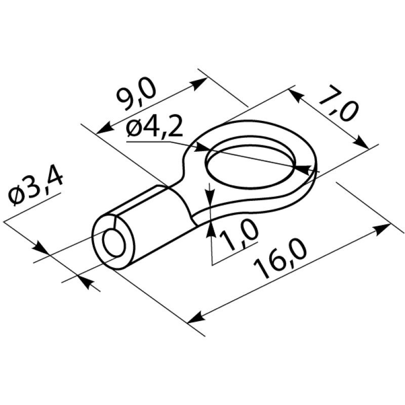 Ізольований наконечник 2.5-4 кв.мм. М4 (100 шт.) [A0060030009] RV 3,5-4 АСКО