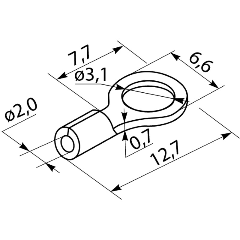 Изолированный наконечник 1.5-2.5кв.мм. М3 (100 шт.) [A0060030045] RV 2-3,2 АСКО