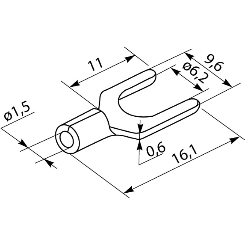 Изолированный наконечник (вилка) 0.5-1.5кв.мм. М6 (100 шт.) [A0060040002] SV 1,25-6 АСКО