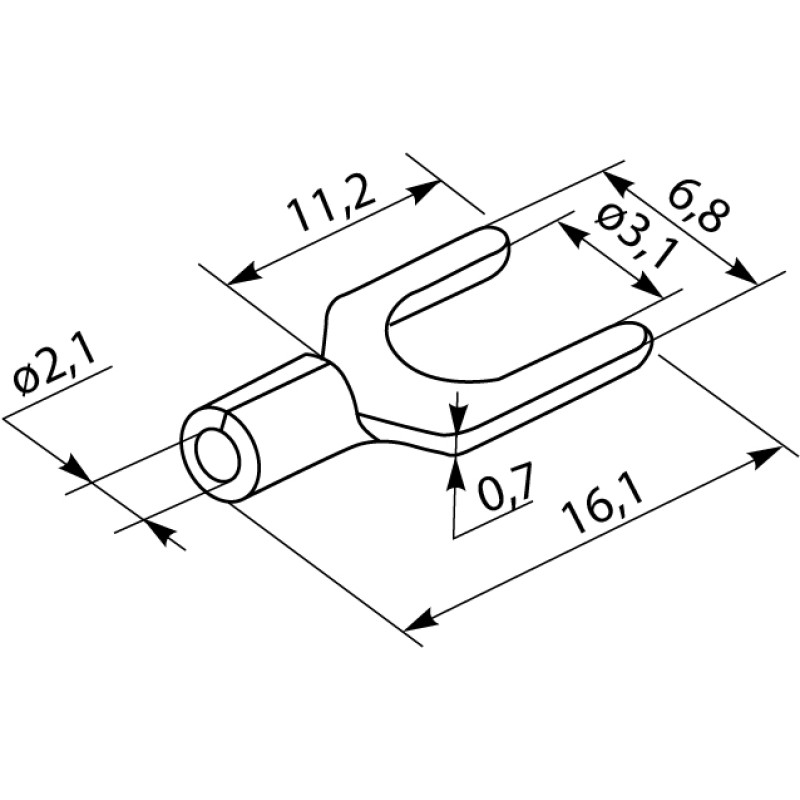 Изолированный наконечник (вилка) 0.5-1.5кв.мм. М3 (100 шт.) [A0060040034] SV 2-3,2 АСКО