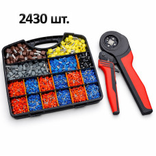 Комплект четырехгранный кримпер +2430 наконечников (17 видов) + органайзер 25х21х4см (20 отделений) [DART.E22] TACTIX