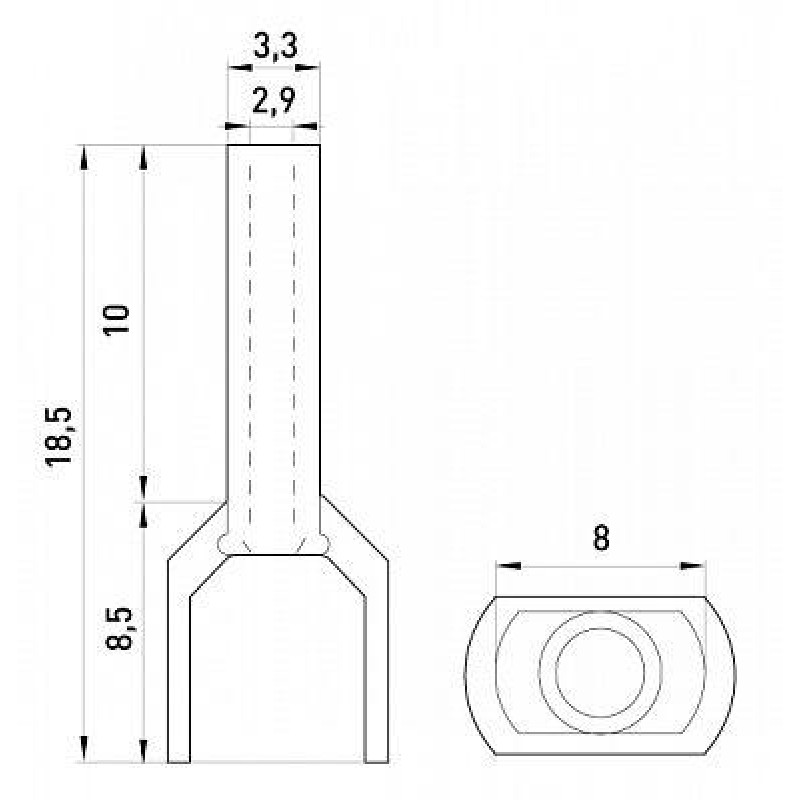 Двойной изолированный наконечник 2x2,5 мм.кв L10 красный (100шт) [s4037007] E.NEXT e.terminal.stand.te.2.2.5.