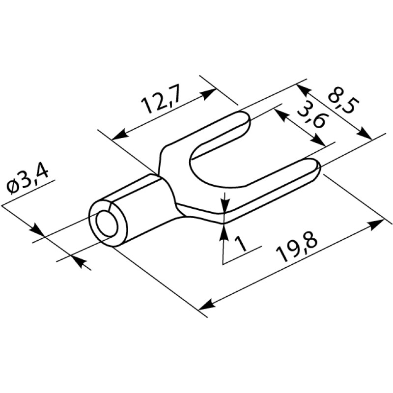 Неізольований наконечник (вилка) 4-6 кв.мм. М3 (100 шт.) [A0060040032] SNB 5.5-3.7 АСКО