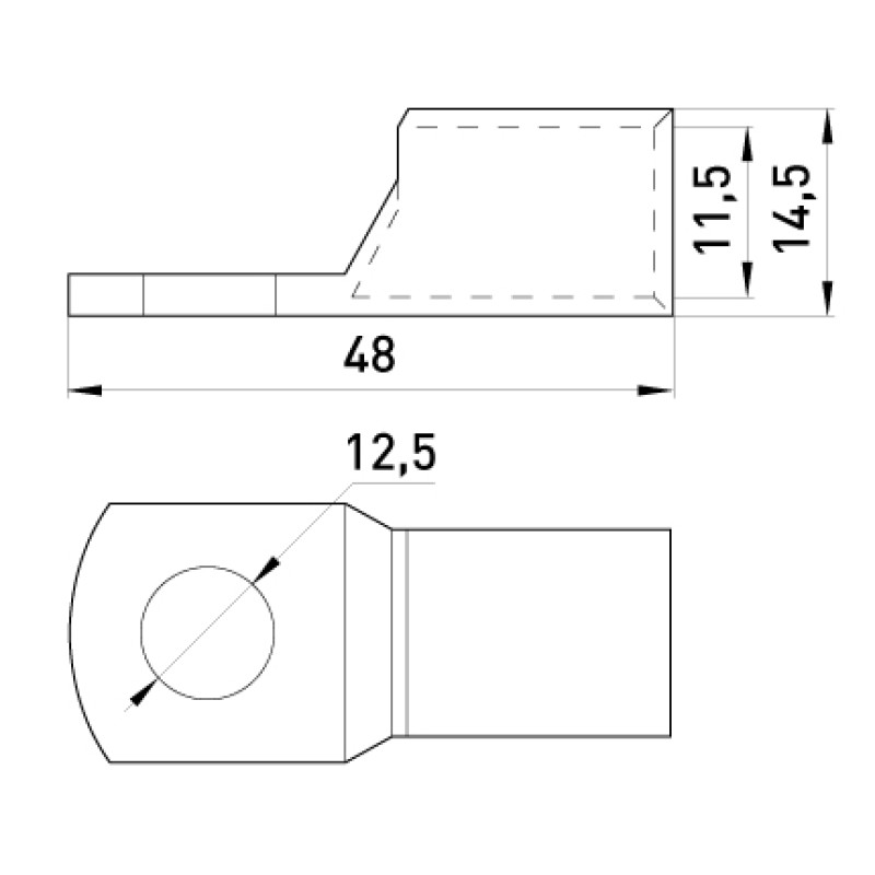 Мідний кабельний наконечник 70мм.кв М12 (1 шт.) [s040006] E.NEXT е.end.stand.sc.70