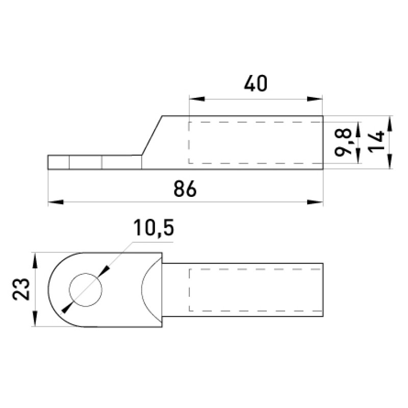 Медный кабельный наконечник 50мм.кв M10 (1 шт.) [s039005] E.NEXT e.end.stand.dt.50