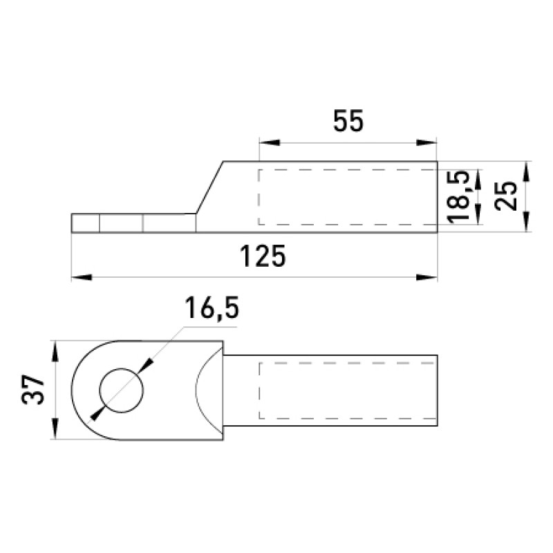 Оцинкований кабельний наконечник 185мм.кв M16 (1 шт.) [s021010] E.NEXT e.end.stand.z.185