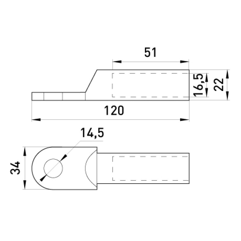Оцинкованный кабельный наконечник 150мм.кв M14 (1 шт.) [s021009] E.NEXT e.end.stand.z.150
