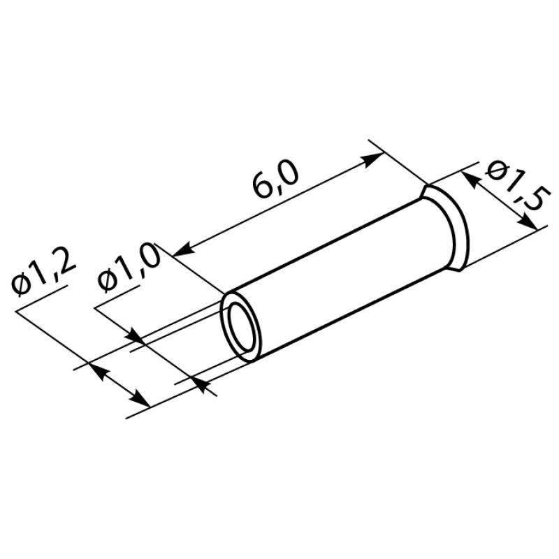 Неизолированный наконечник 0.5кв.мм. гильза: 6мм (100 шт.) [A0060110001] EN0506 АСКО