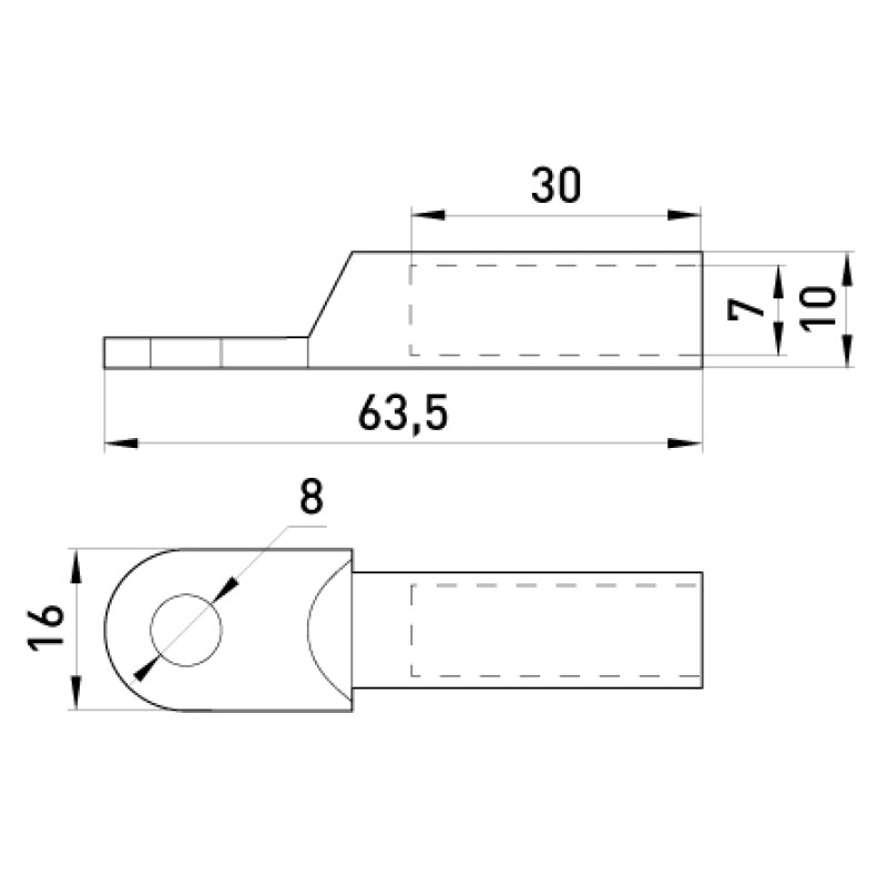 Медный кабельный наконечник 25мм.кв M8 (1 шт.) [s060003] E.NEXT e.end.stand.dt.b25