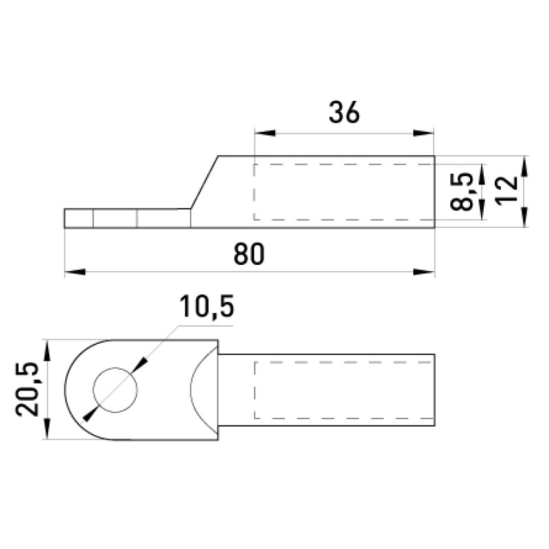 Мідний кабельний наконечник 35мм.кв M10 (1 шт.) [s039004] E.NEXT e.end.stand.dt.35