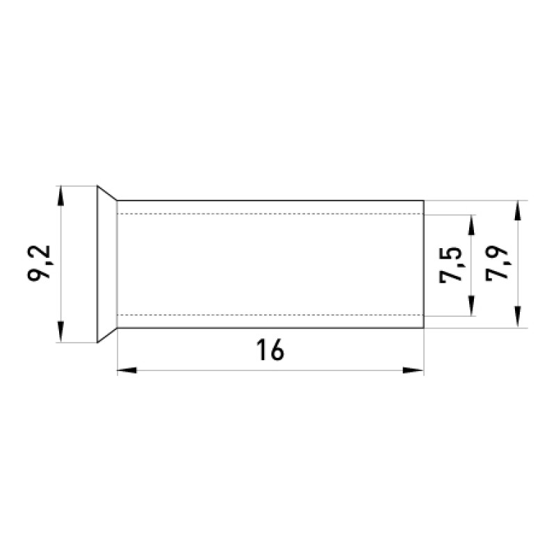 Неізольований наконечник 25мм.кв L16 (100шт) [s4038016] E.NEXT e.terminal.stand.en.25.16