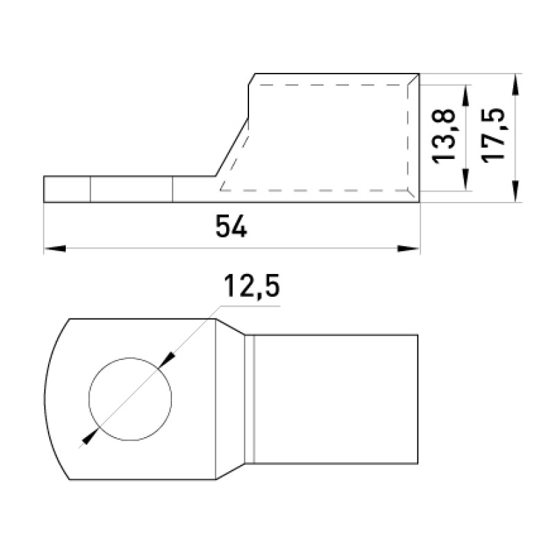 Мідний луджений кабельний наконечник 95мм.кв М12 (1 шт.) [s19007] E.NEXT e.end.stand.c.95
