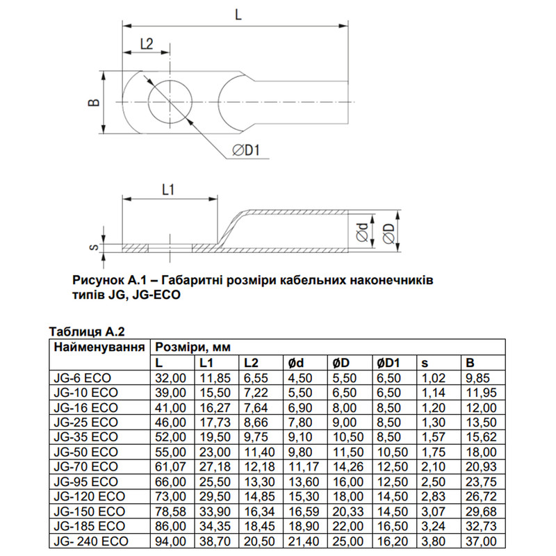 Луженый наконечник 120кв.мм. M14 (1шт.) [LUG-JG-120-ECO] JG-120 ECO UEC