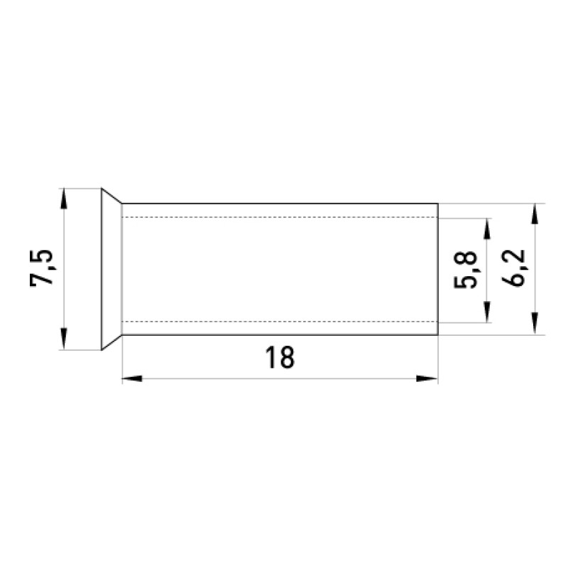 Неізольований наконечник 16мм.кв L18 (100шт) [s4038015] E.NEXT e.terminal.stand.en.16.18